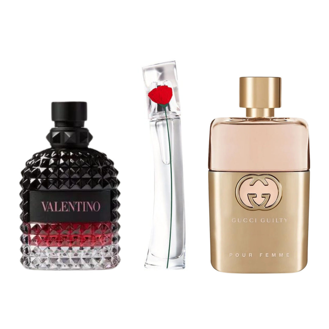 Zestaw 3 Perfum | Gucci Guilty · Valentino Intense · Flower Kenzo